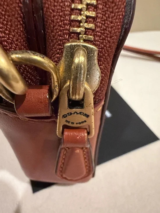 Coach Brown Signature Coated Canvas Crossbody with Tan Leather Trim - Picture 5 of 12